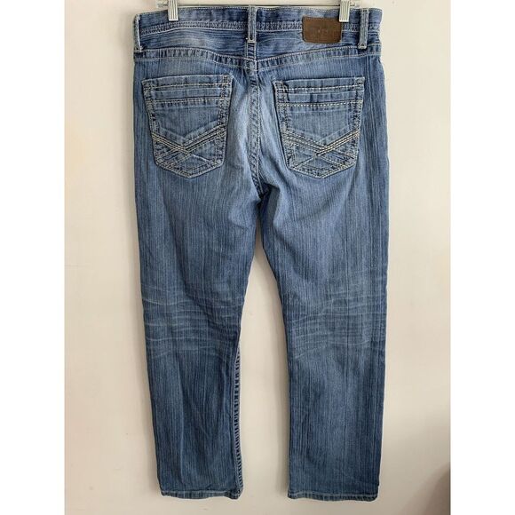BKE Tyler Jeans Size 34x29 Mens Blue Denim Distressed Straight Leg Medium Wash - Picture 6 of 14